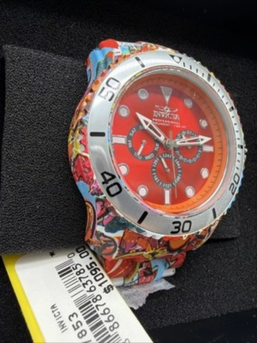 Invicta Pro Diver Aqua Plated Graffiti Men's 48mm Red Dial Quartz Watch 47853